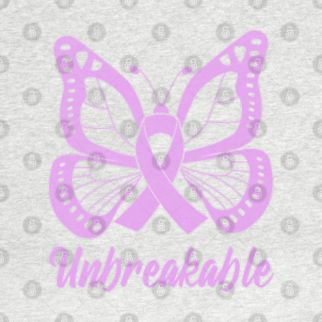 Lavender Butterfly Awareness Ribbon Unbreakable by FanaticTee